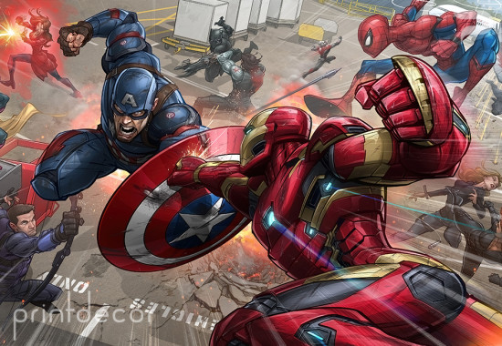Железният човек и Капитан Америка в битка комикс