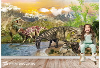 Тапет за детска стая 3D В светът на динозаврите 2