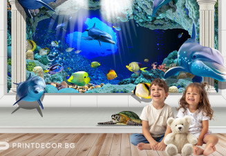 3D тапет за детска стая Делфинариум