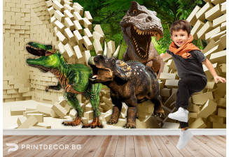 Тапет за детска стая 3D Завръщането на динозаврите 