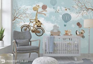 Фототапет "Щастливи животни в небето" – Детски тапети за момче | PRINTDECOR