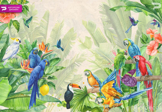 Папагали в тропическата джунгла