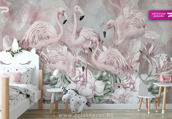 Розово Фламинго с орхидеи 