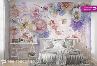 Фототапет за детска стая – Вълшебен свят на феи и цветя | PRINTDECOR