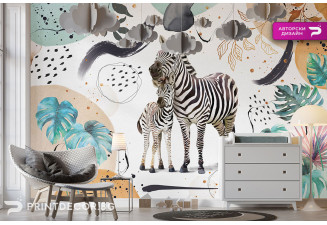 Фототапет със зебри – артистичен дизайн за детска стая | PRINTDECOR