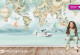 Детски образователен тапет – Карта на света с животни | Авторски дизайн на PRINTDECOR