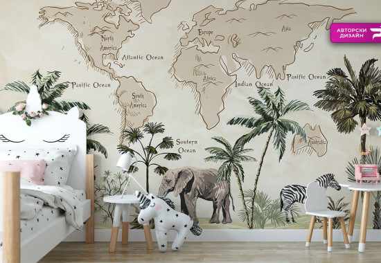 Карта на света и животни