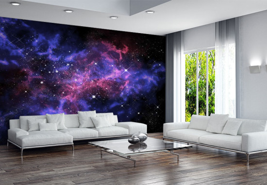 Фототапет Лилава галактика със звезди