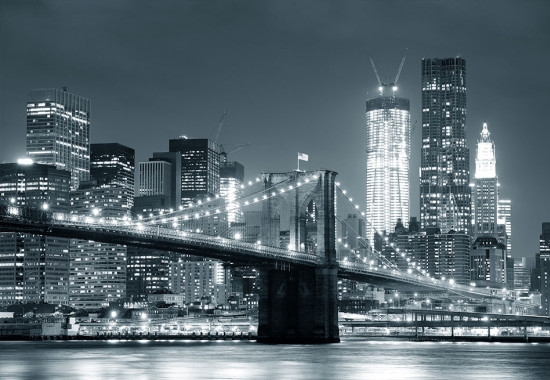 Фототапет Бруклин бридж и Манхатън в черно и бяло