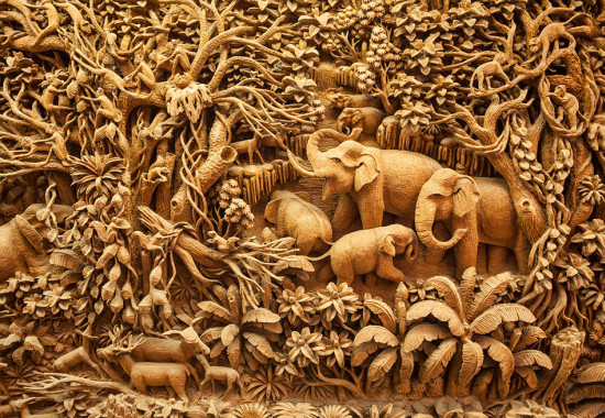 Фототапет Дърворезба слонове
