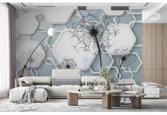 3D Фототапет Геометрична абстракция с глухарчета