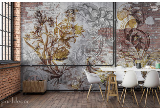Винтидж стена с ретро горски цветя 