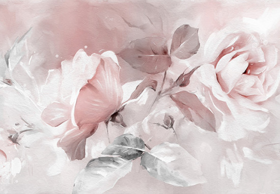 Фототапет Акварелни рози в нежно розово и сиво 