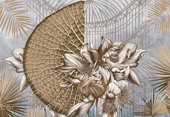 Винтидж купол Ретро цветя в кафяво и сиво