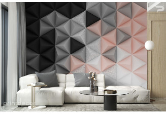 3D Триъгълна геометрия в сиво и розово