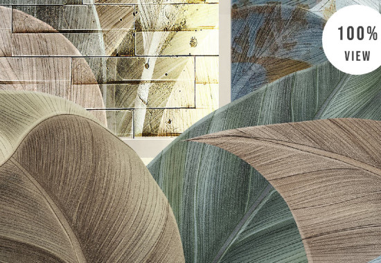 Винтидж стена стуко мазилка и камък с тропически листа 