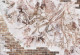Винтидж кафява тухлена стена с ретро цветя 