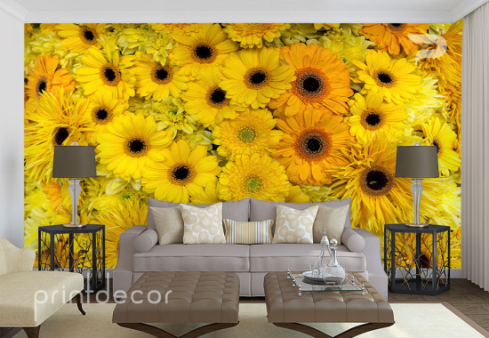 Стена от жълти цветя